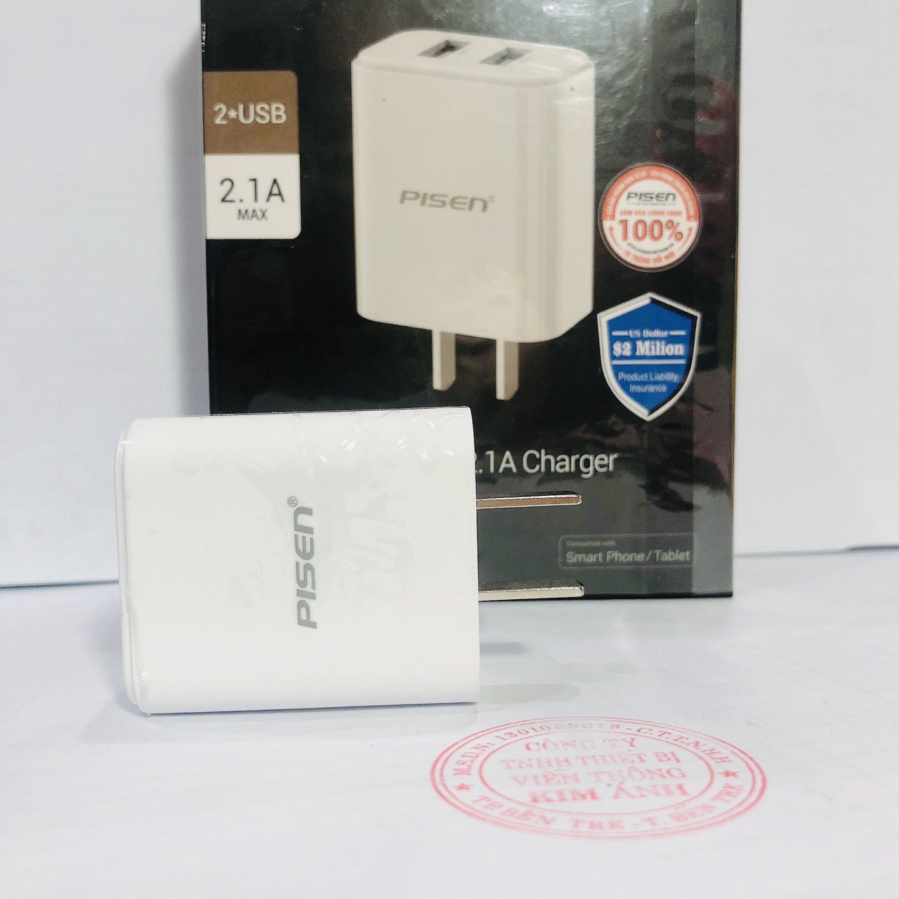 Cóc sạc PISEN DUAL USB Charger 2.1A  ( MF-A03CN ) 2 cổng sạc, công suất 15.5W - Hàng chính hãng