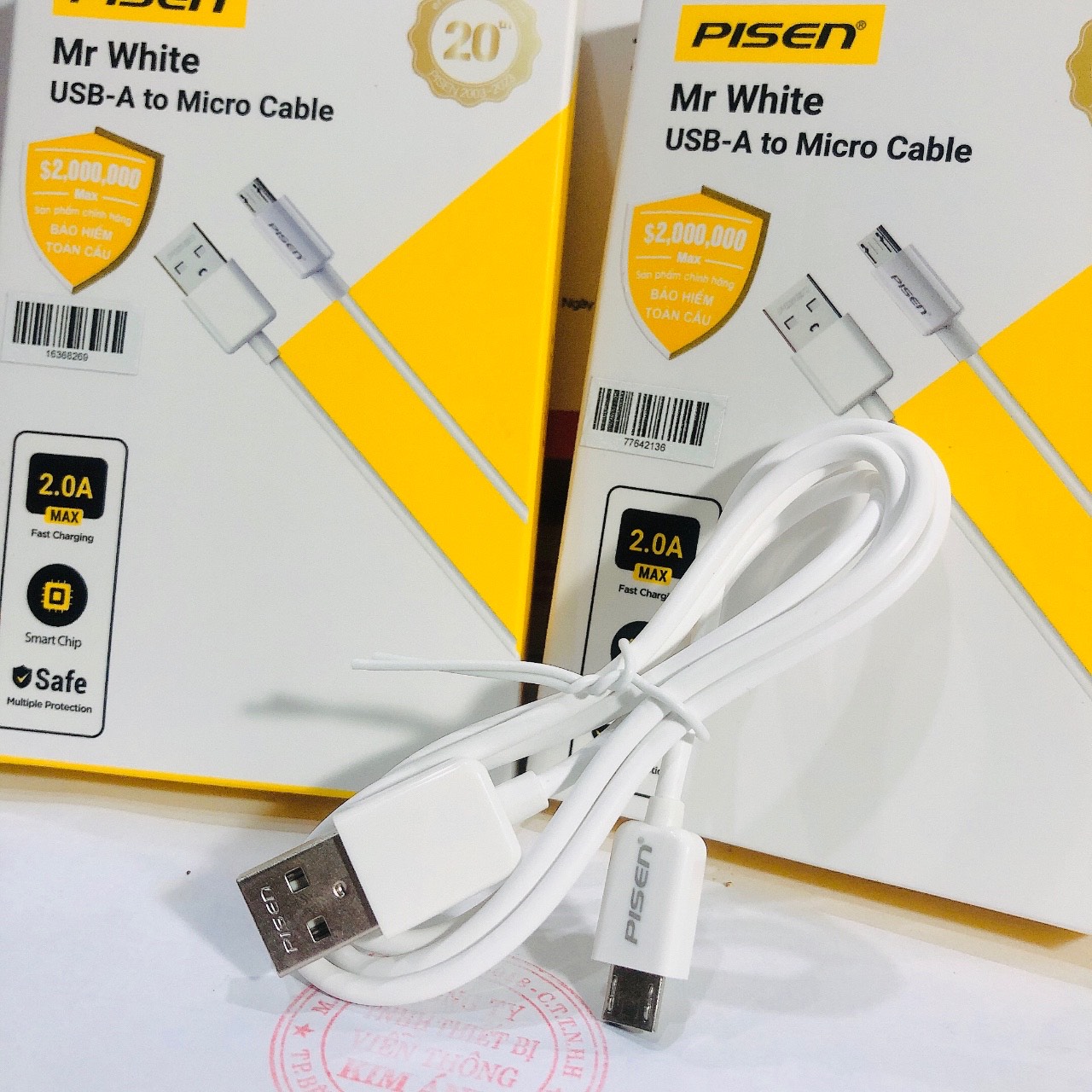 Cáp Pisen Micro USB 2A 800mm  (MU01-800)- Hàng chính hãng