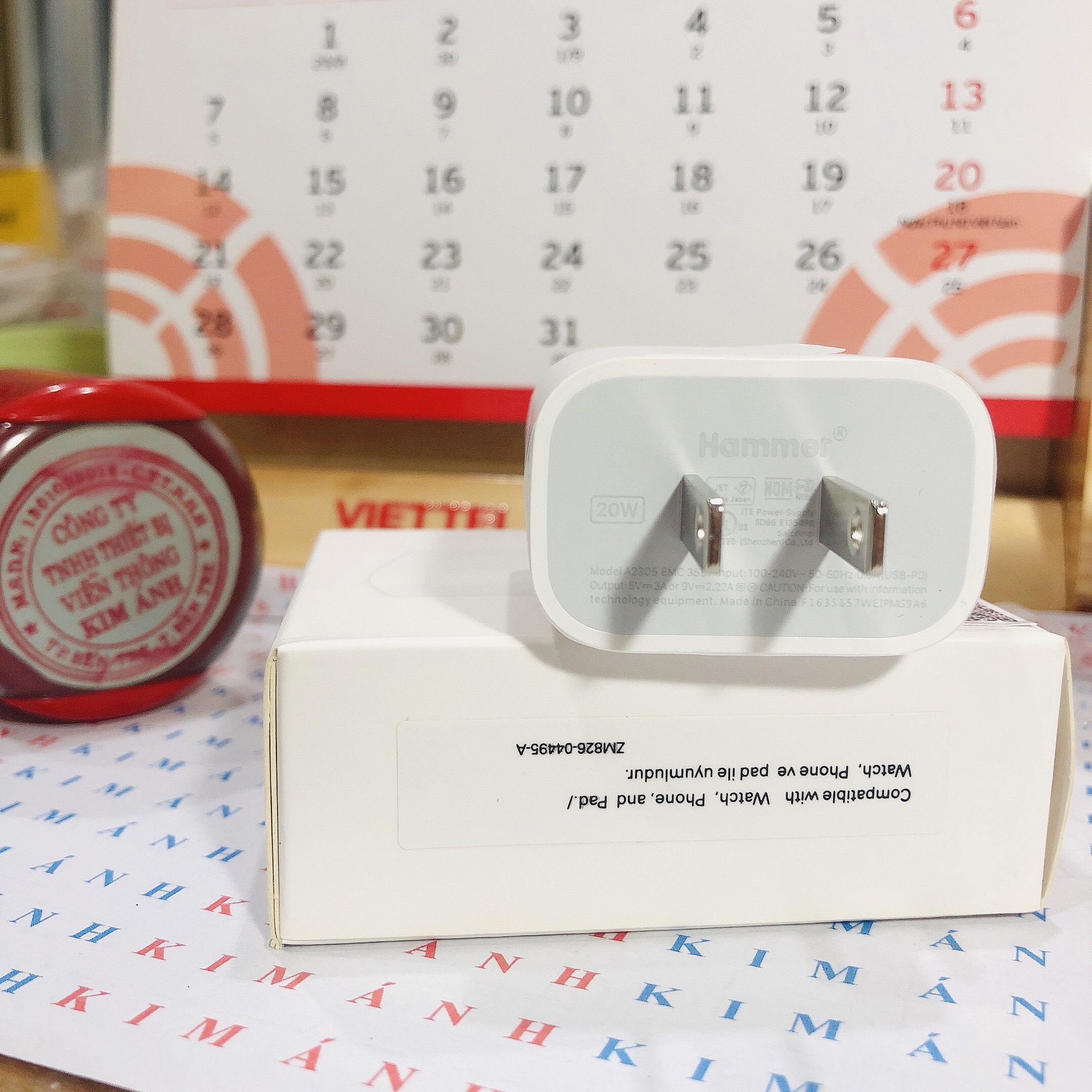 Củ sạc nhanh Hammer S13 PD 20W , đạt tiêu chuẩn chất lượng Nhật PSE, check Qr kiểm tra chính hãng, bảo hành 1 năm