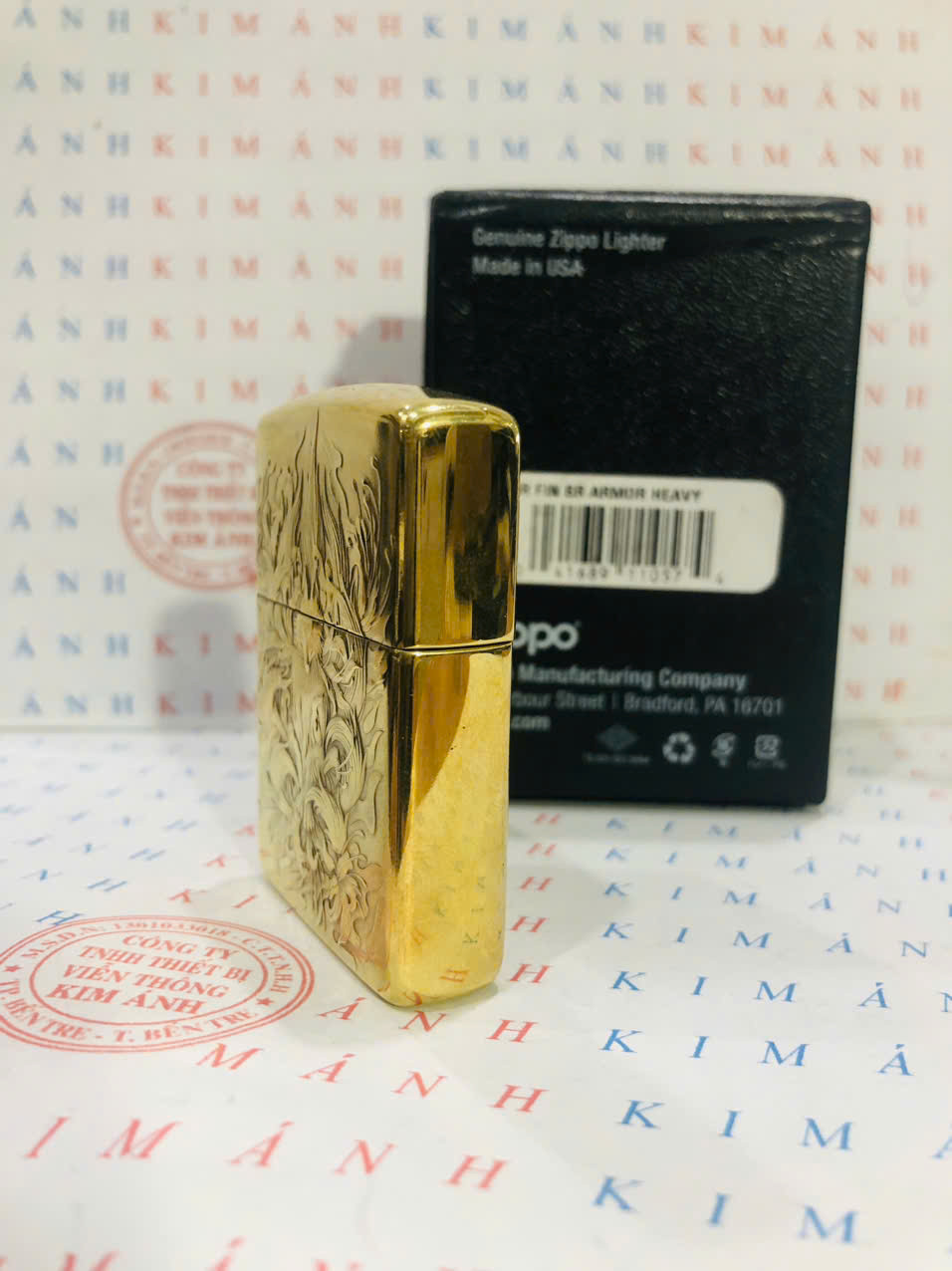 Bật lửa Zippo Armor Brush Brass MỸ mã 168 khắc 3D nổi 2 mặt Hồ Ly Chúa 9 đuôi, Hàng chính hãng
