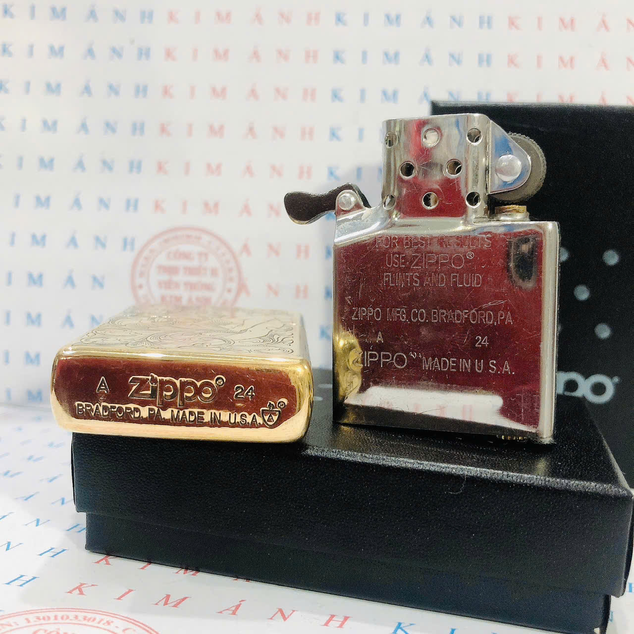 Bật Lửa Ziippo khắc 5 MẶT HÌNH THIẾU NỮ, Vỏ đồng có tem đỏ