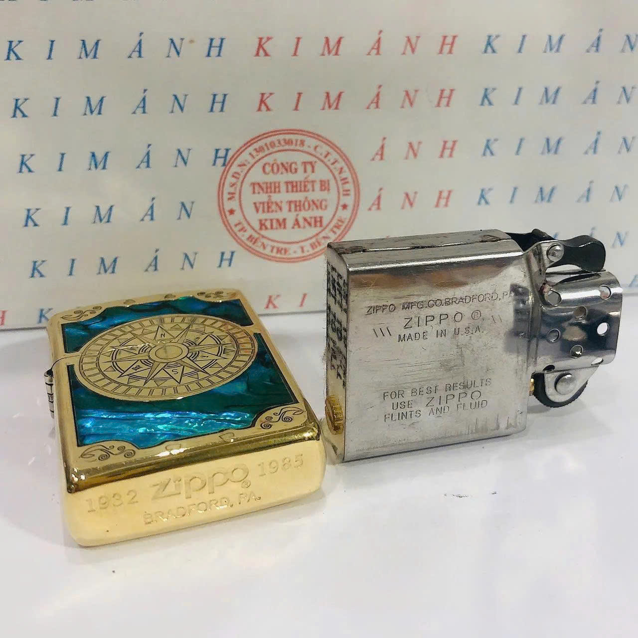 Bật lửa Zippo Chu Niên Brass, khắc chìm cẩn xà cừ mẫu la bàn, vỏ đồng ruột thép không gỉ