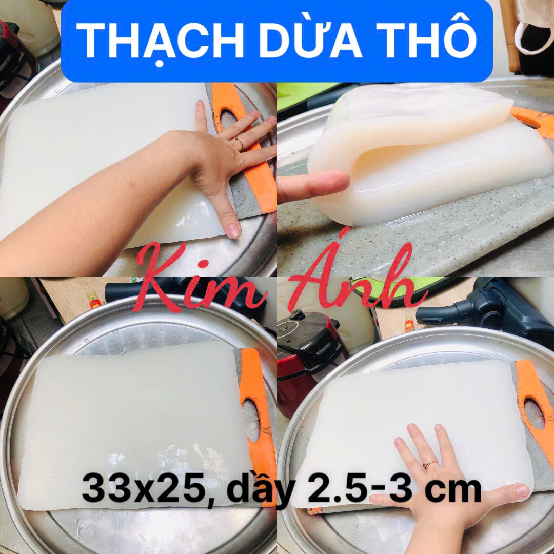 Thạch dừa thô nguyên tấm Size tiêu chuẩn xuất khẩu 1 kg (3 tấm 33x25, dầy 4.5 cm ) dùng nấu chè, trà sữa, mồi câu mực lá