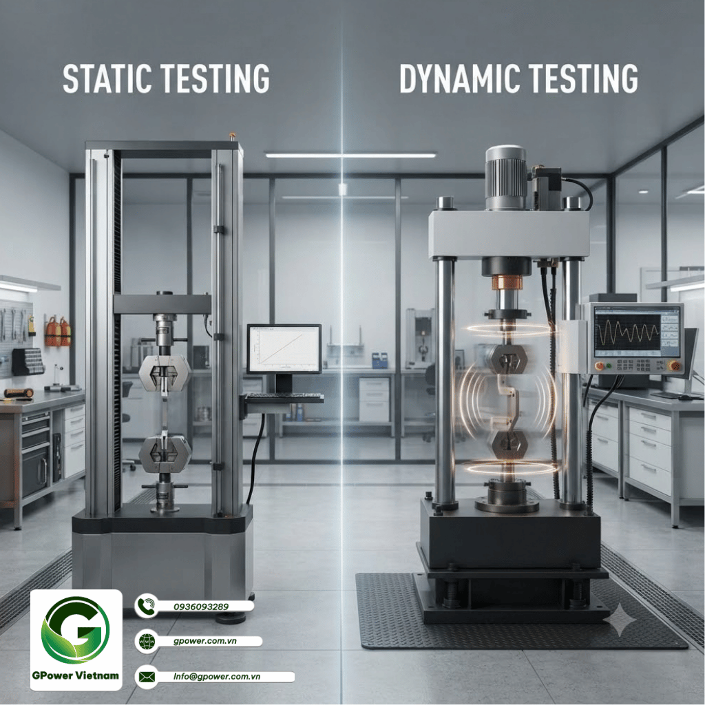 Comparison of static and dynamic testing machines