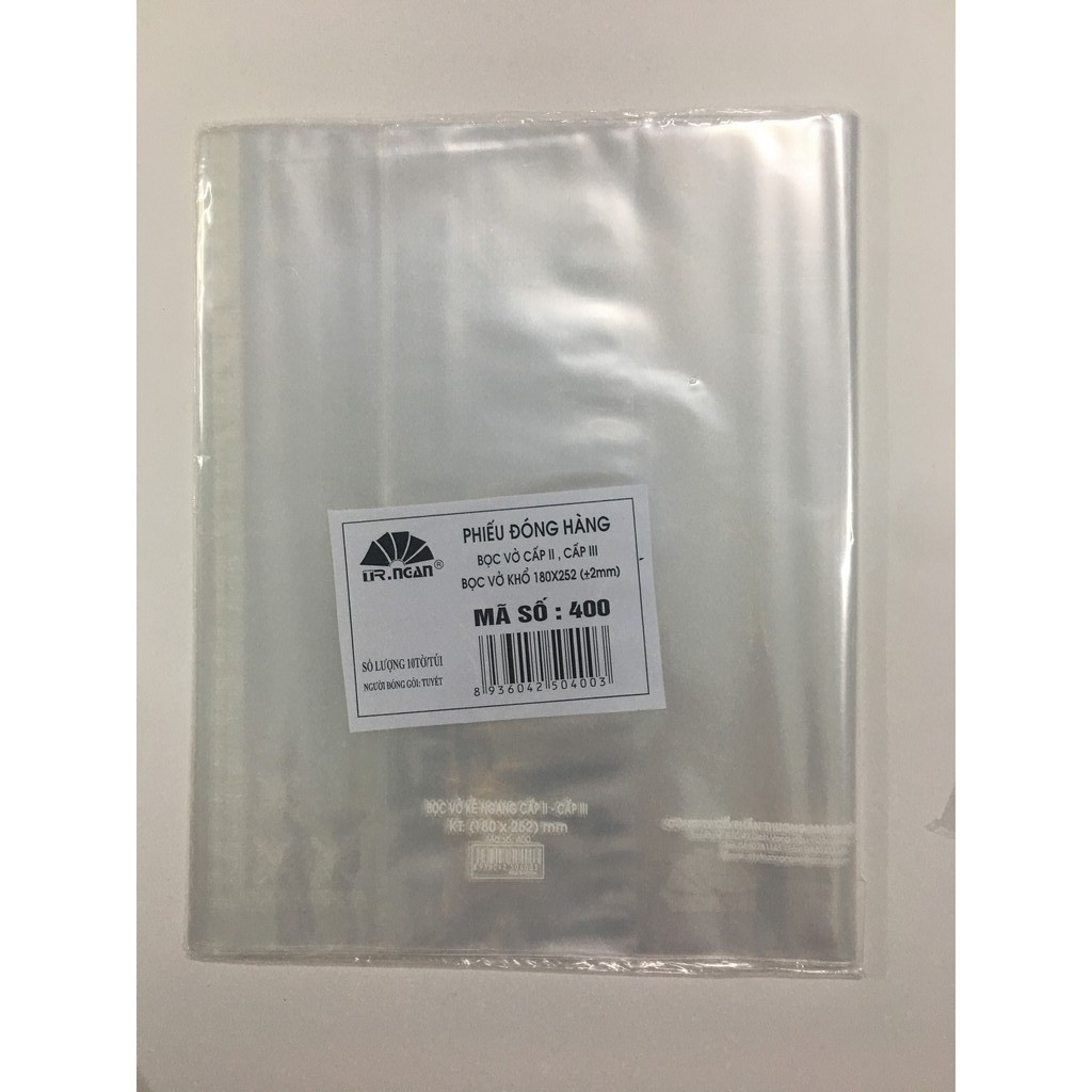 Bọc vở cấp 2,3 khổ 180x252mm - TN400