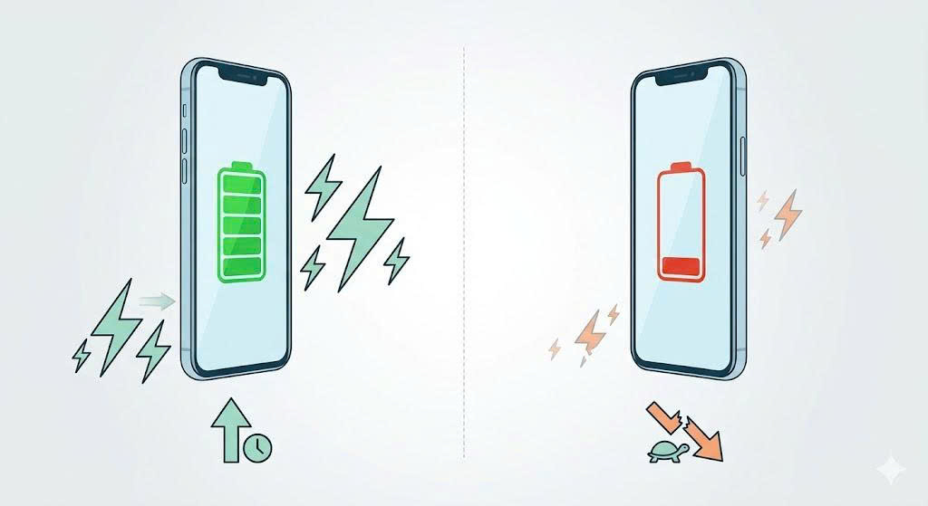 Tại sao điện thoại báo sạc nhanh nhưng vào pin chậm? 5 nguyên nhân và cách khắc phục