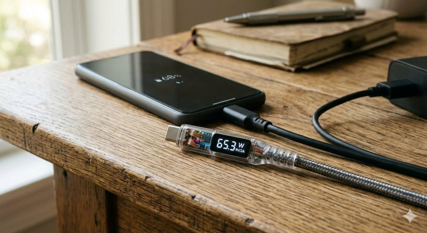 Sạc Xuyên Thấu Và Màn Hình LED Trên Cáp Sạc: 