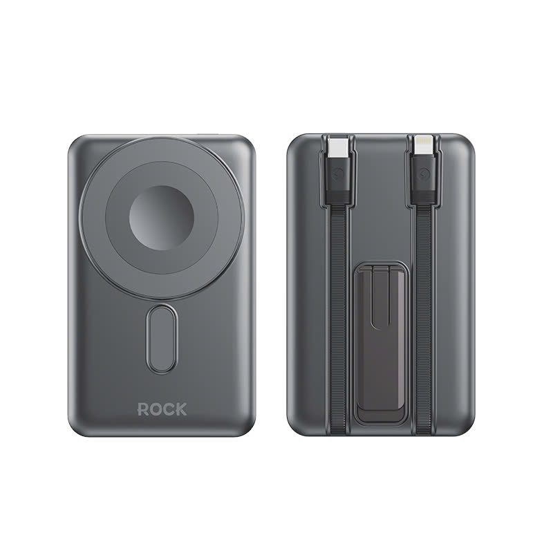 Pin Sạc Không Dây Nam Châm 5-in-1 ROCK P50 10000mAh 20W (tích hợp chân đế giữ điện thoại)