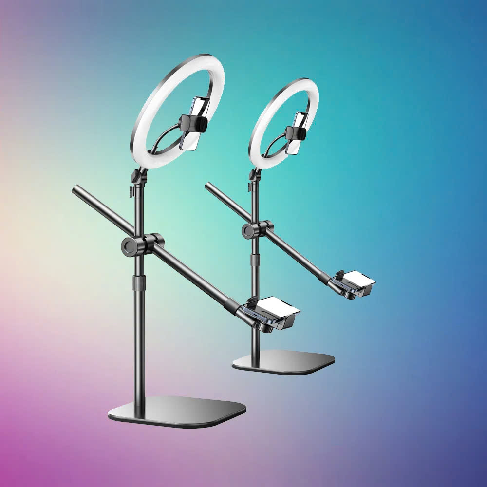 Đế giữ điện thoại để bàn RTAKO ZJ-FP02 Overhead Phone Mount 55cm (with 13'' Streaming Light & Phone Clamp)