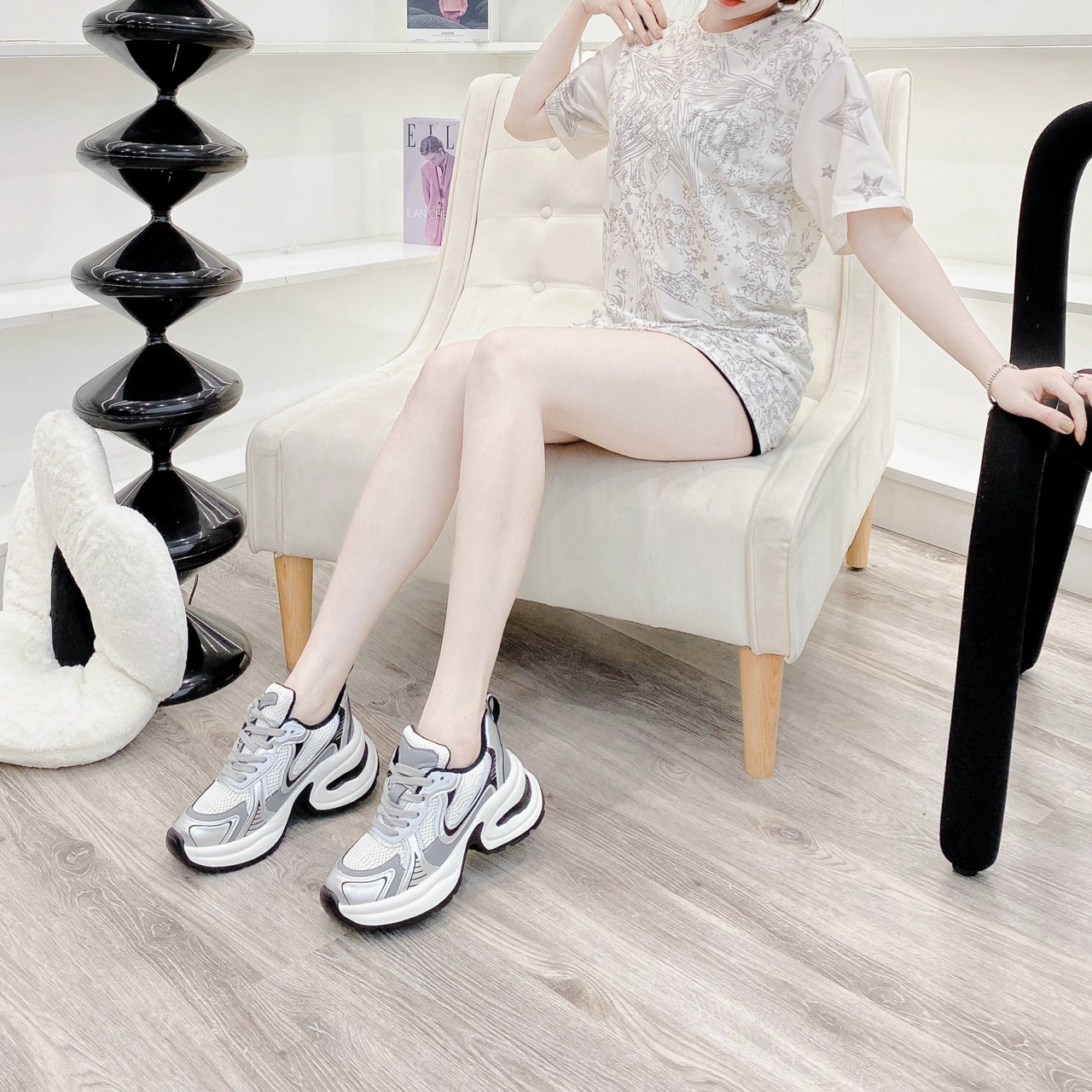 giày fashion bạc