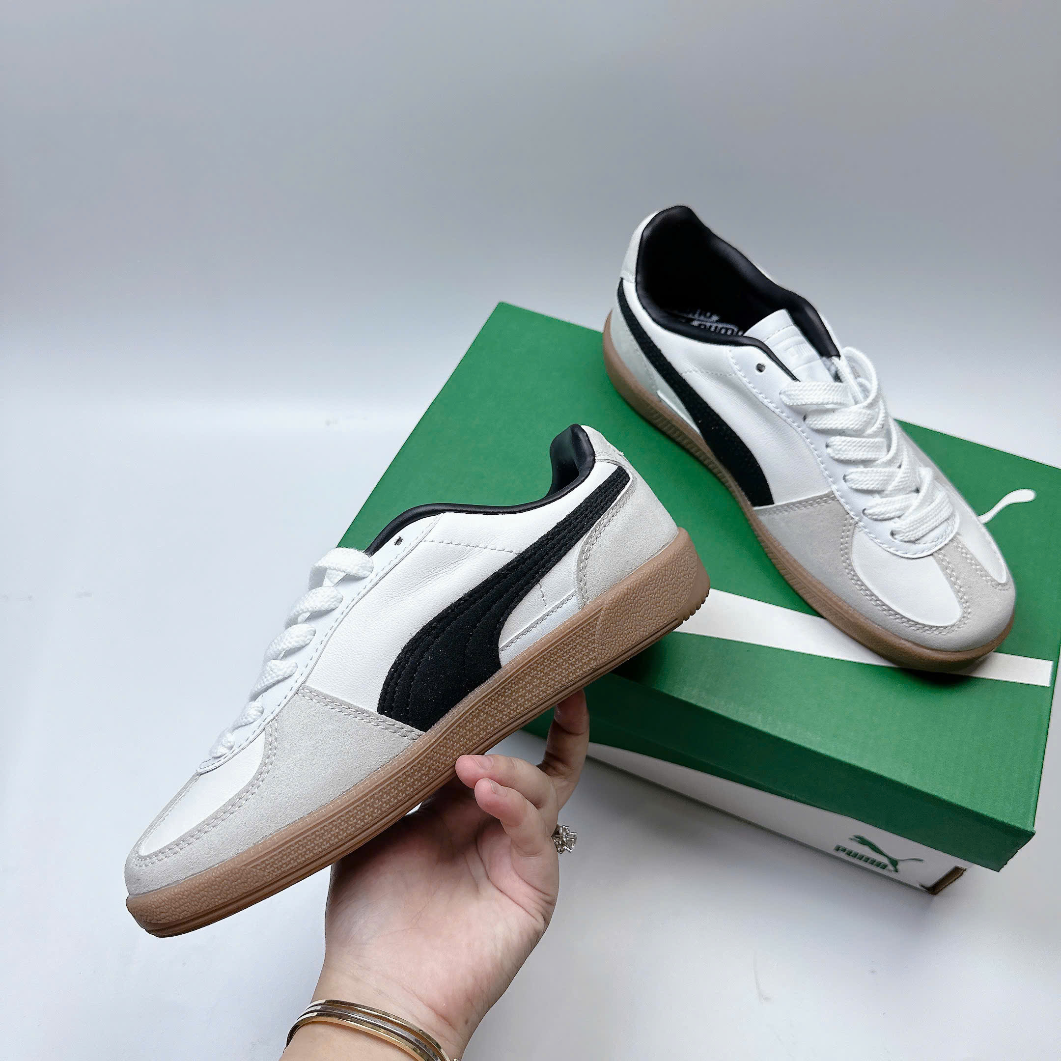 puma palermo trắng đen
