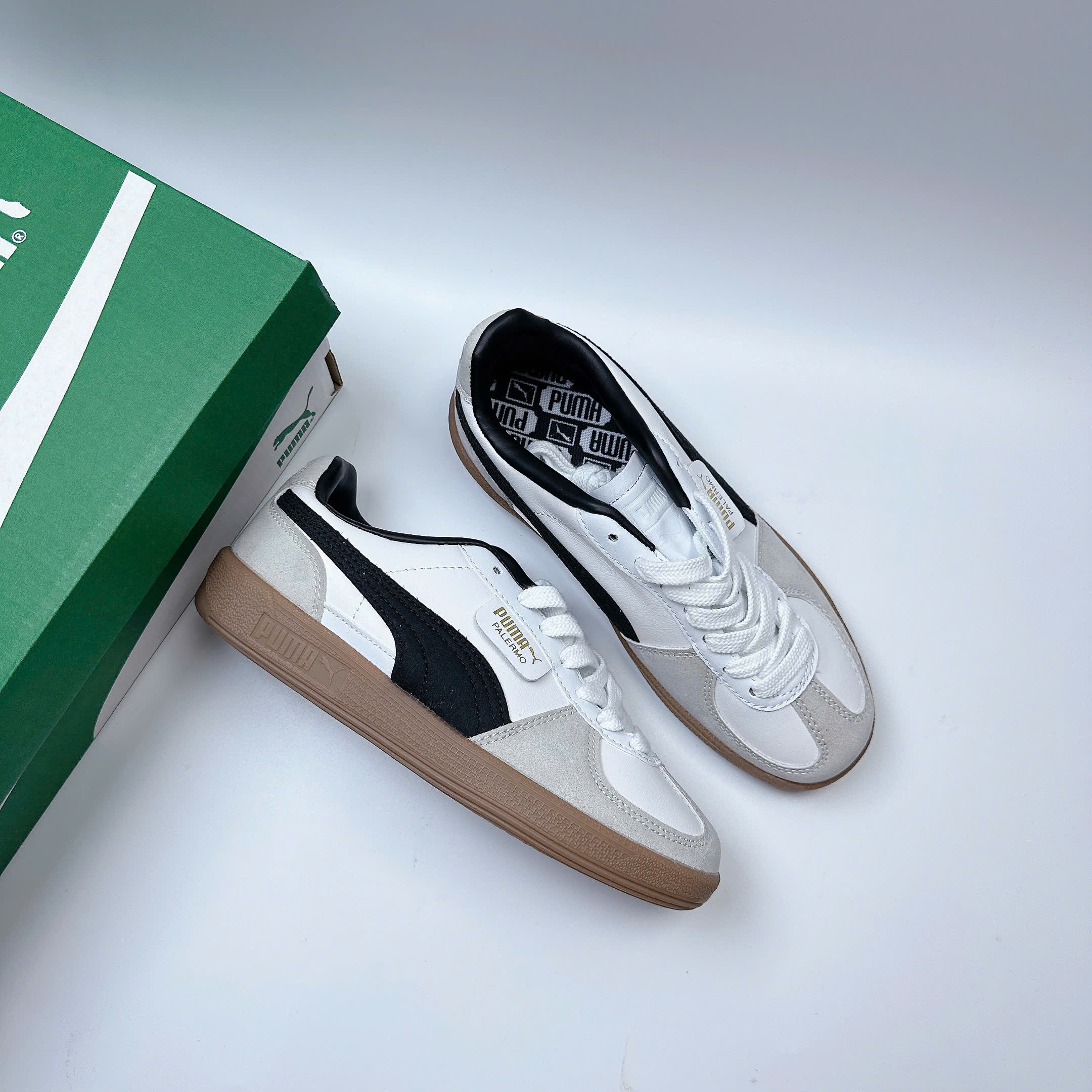 puma palermo trắng đen