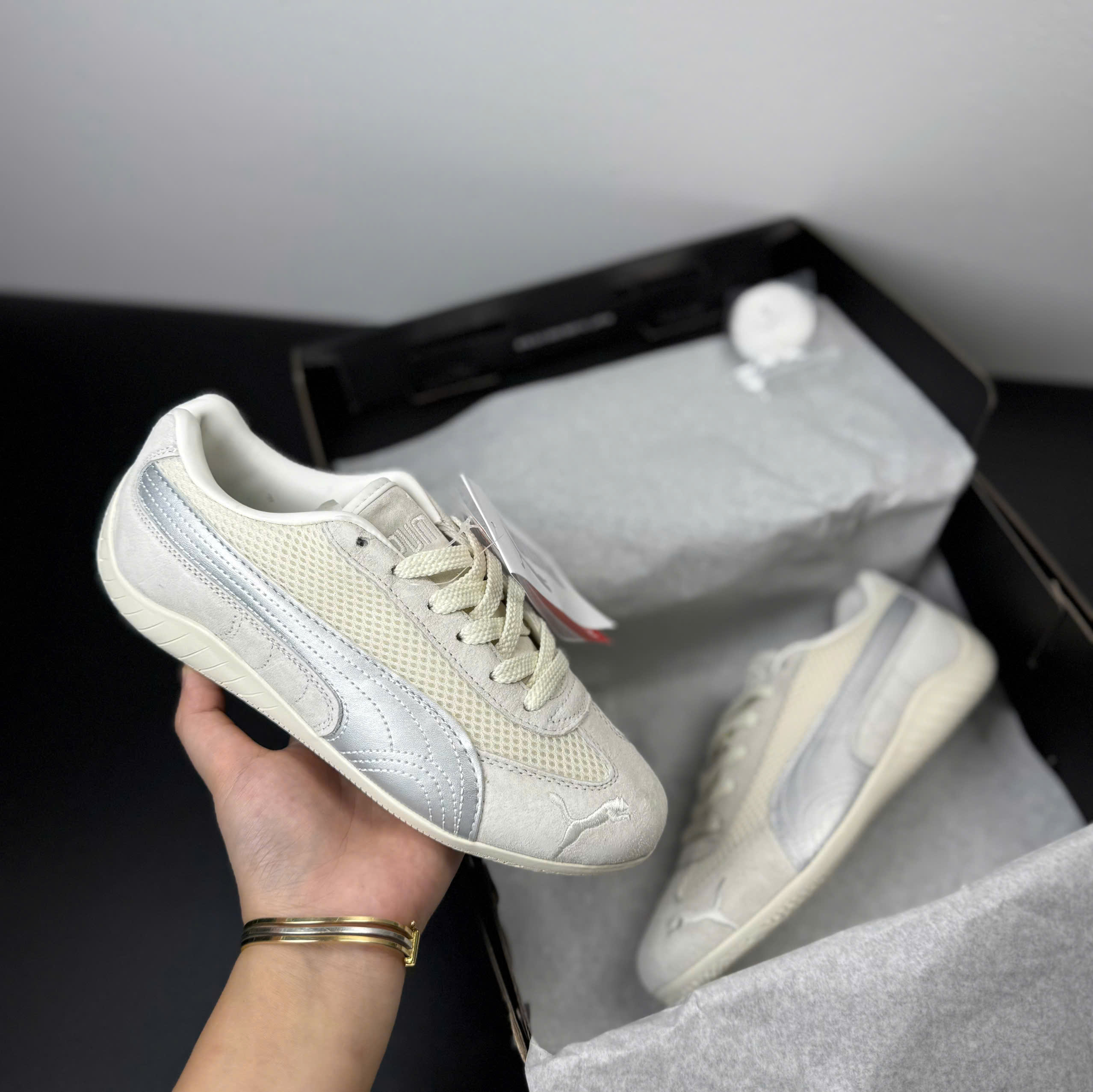 puma speedcat xám kem