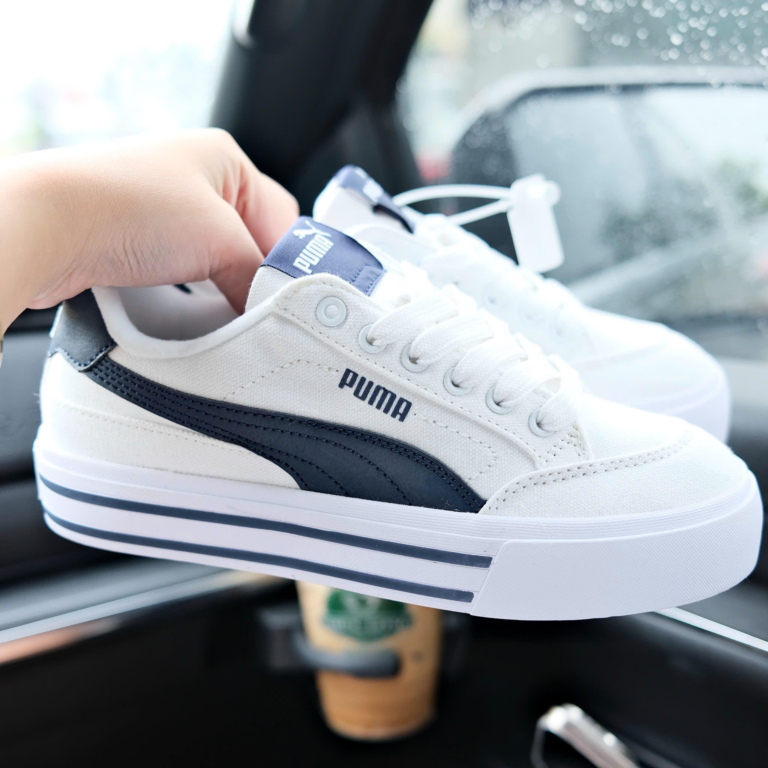 puma court trắng đen