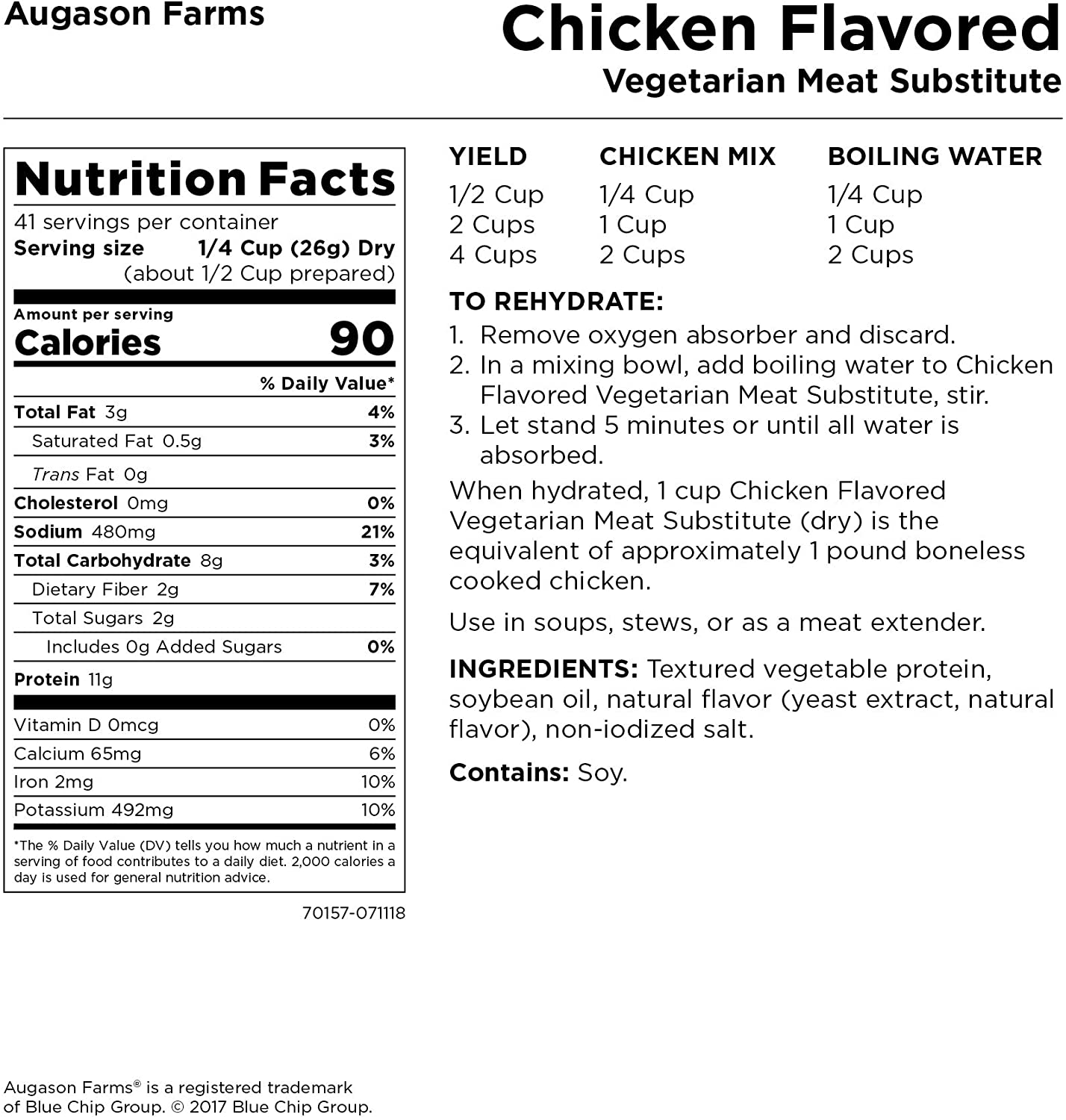 Thịt Gà Chay Augason Farms (1,08 KG) Hạn 10 Năm Lương Khô Mỹ