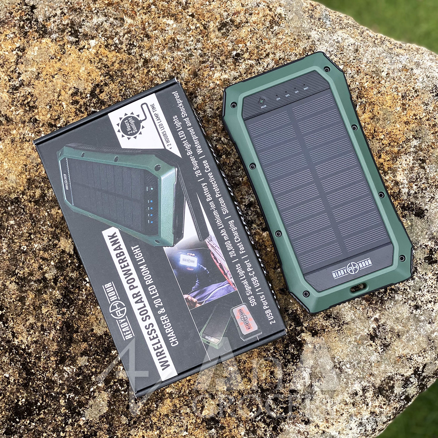 Wireless Ready Hour Solar Power Bank Charger & Room Light - 20,000 mAh