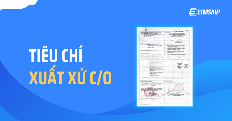 tiêu chí xuất xứ CO