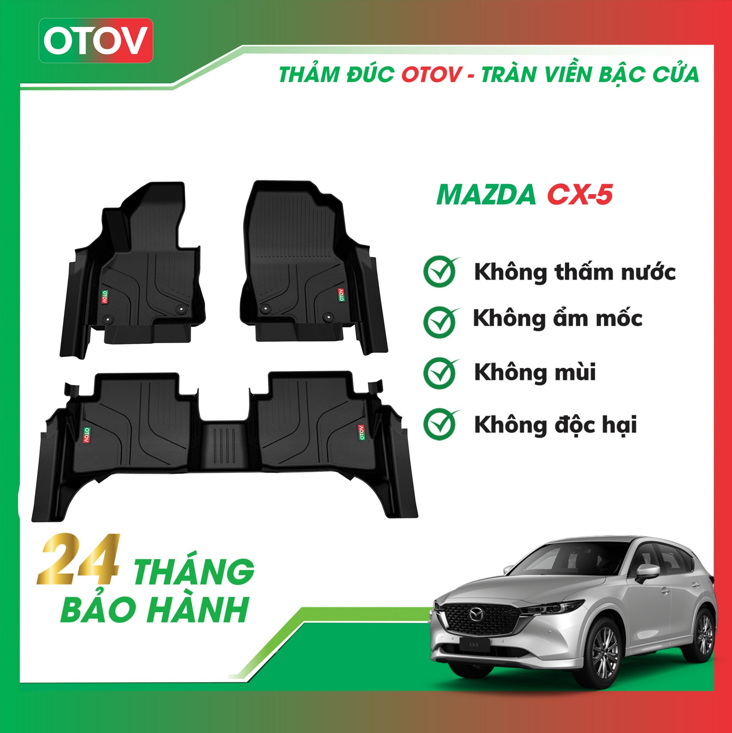 Thảm Đúc OTOV Tràn Viền Bậc Cửa Cho Xe Mazda CX5.