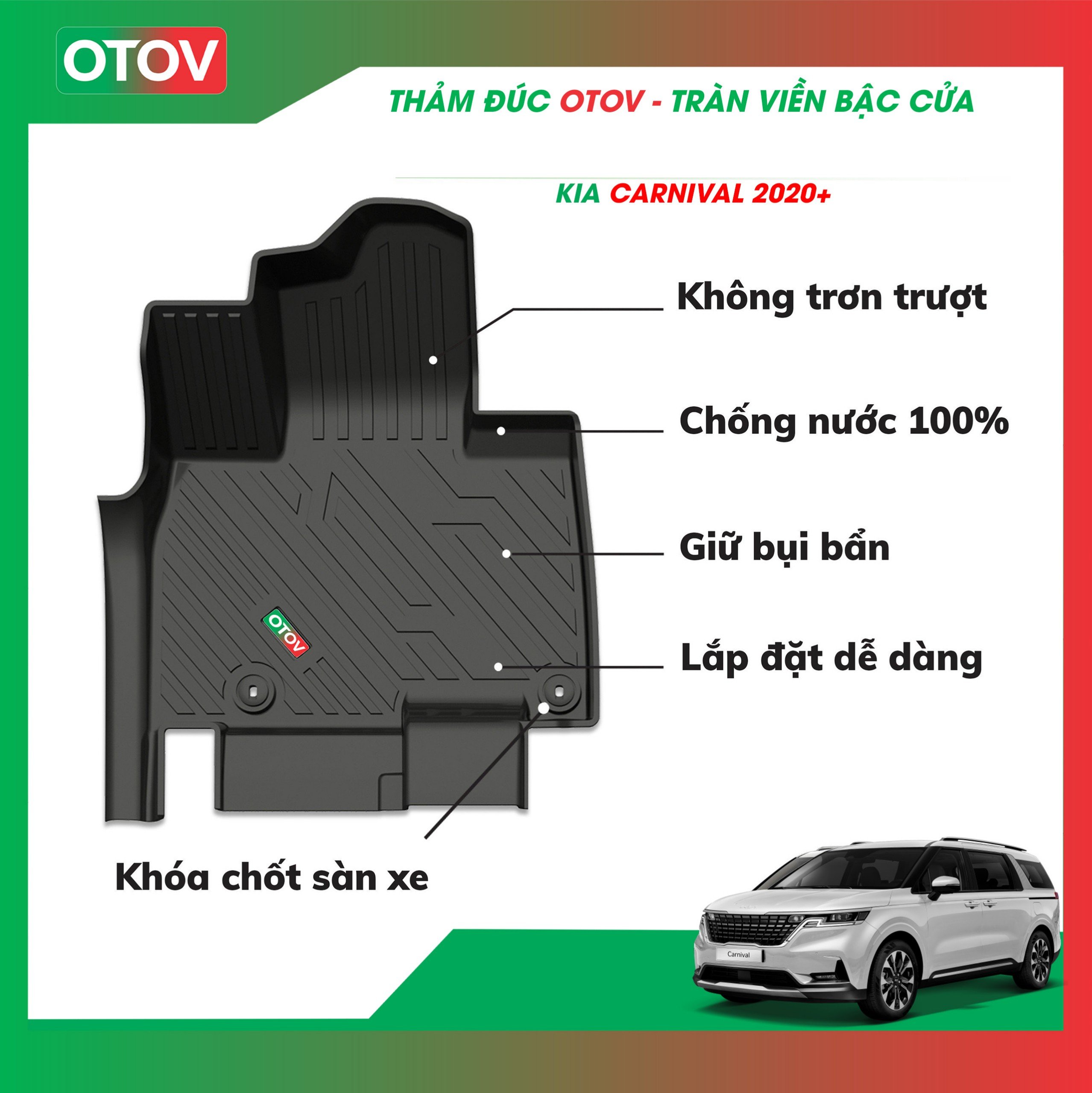 Thảm Đúc Tràn Viền Full Bậc Cửa Cho Kia Carnival.