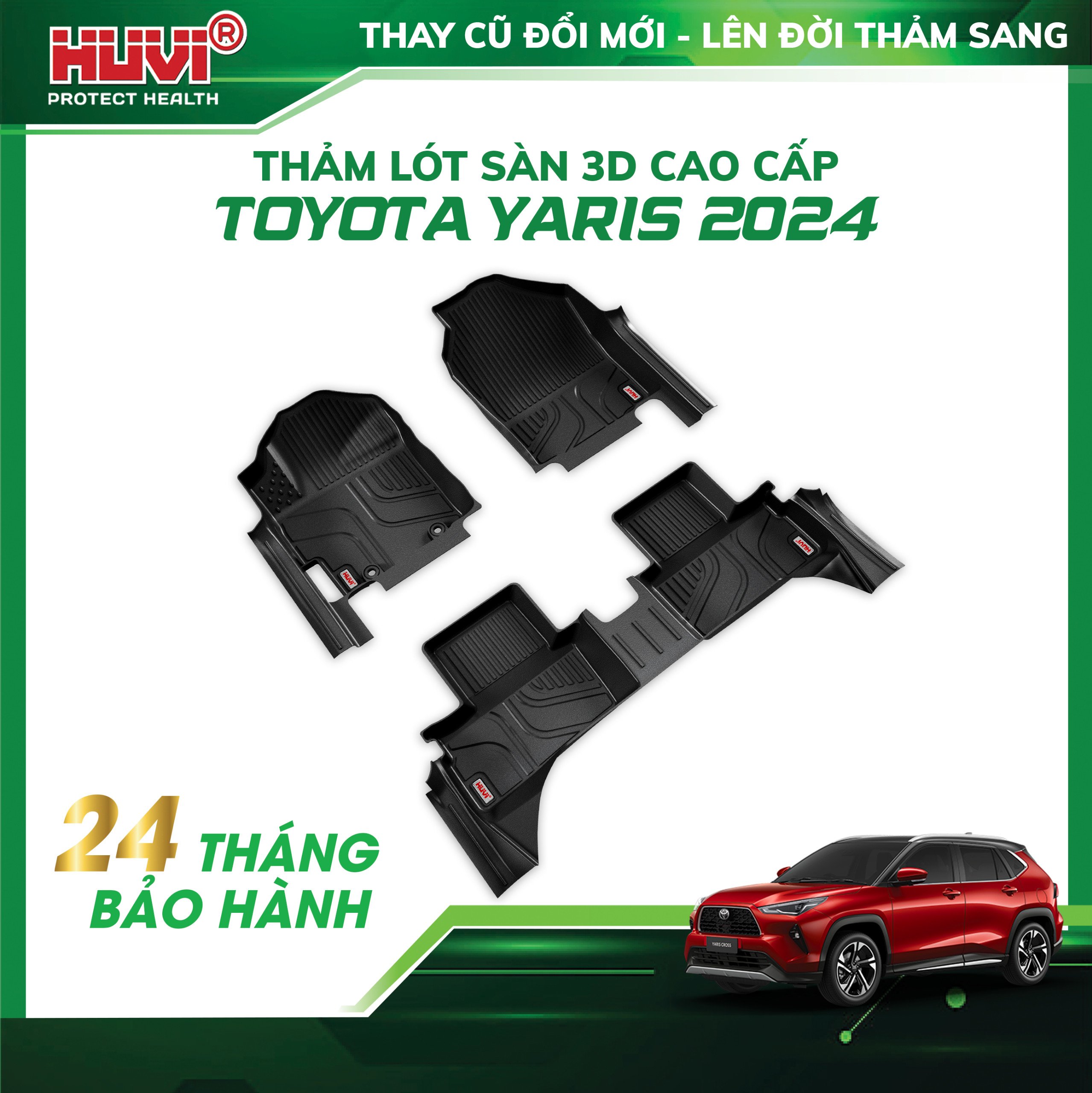 Thảm hút Toyota Yaris Cross 2024 (Bản Xăng) - Tràn viền bậc cửa