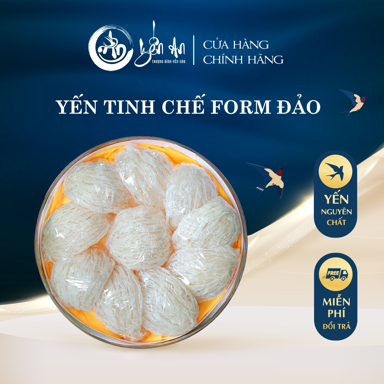 [Yến An Tặng Đường] - Yến Tinh Chế - Phom Đảo loại 100g tặng Đường thốt nốt 150g