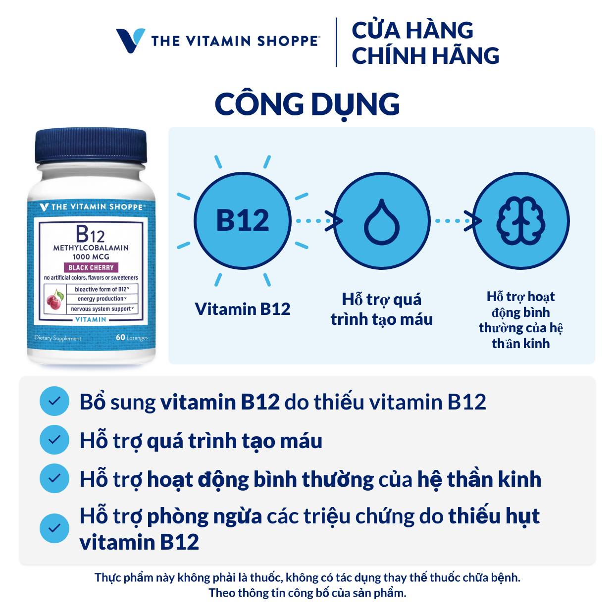 Thực phẩm bảo vệ sức khỏe B12 METHYLCOBALAMIN 1000 MCG