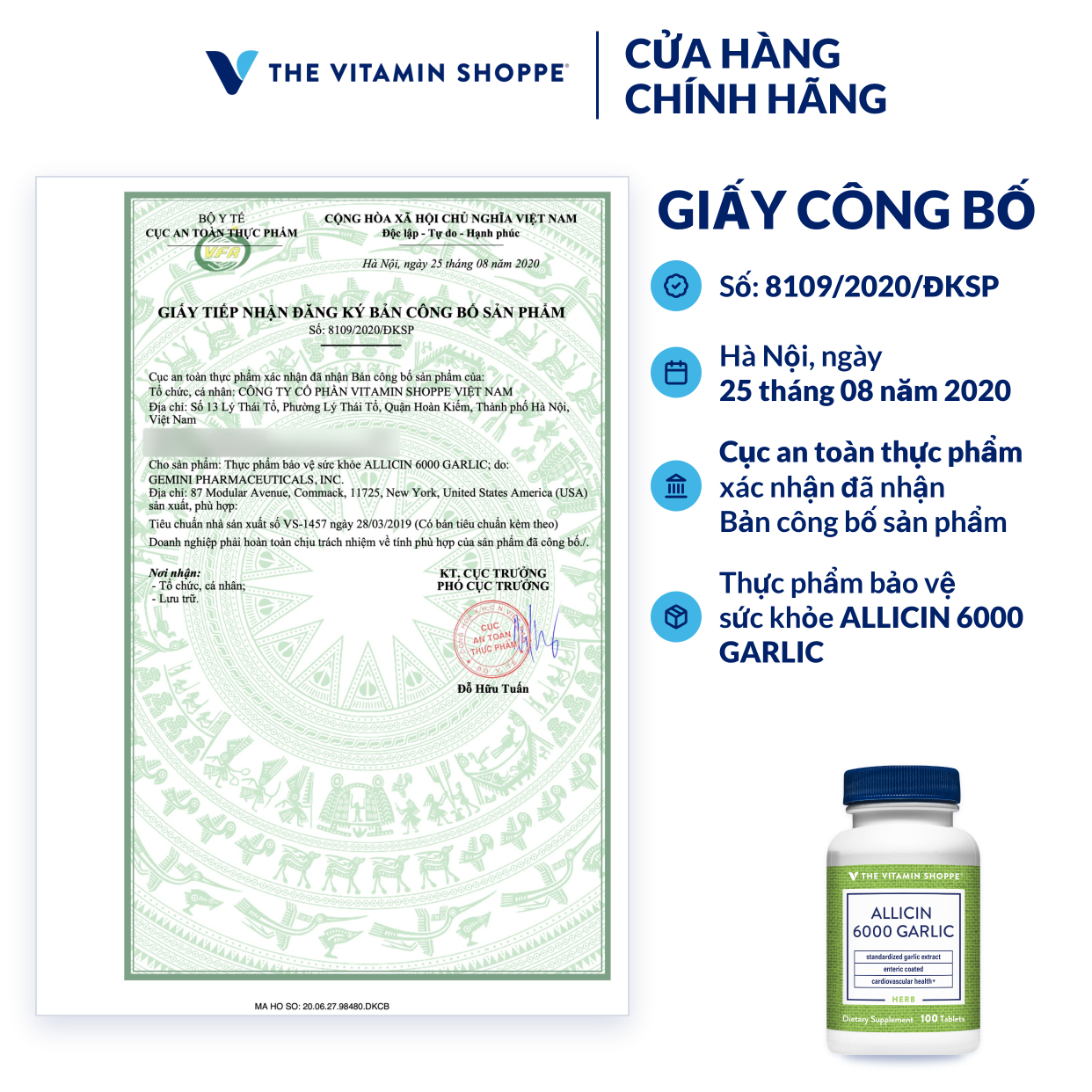 Thực phẩm bảo vệ sức khỏe ALLICIN 6000 GARLIC
