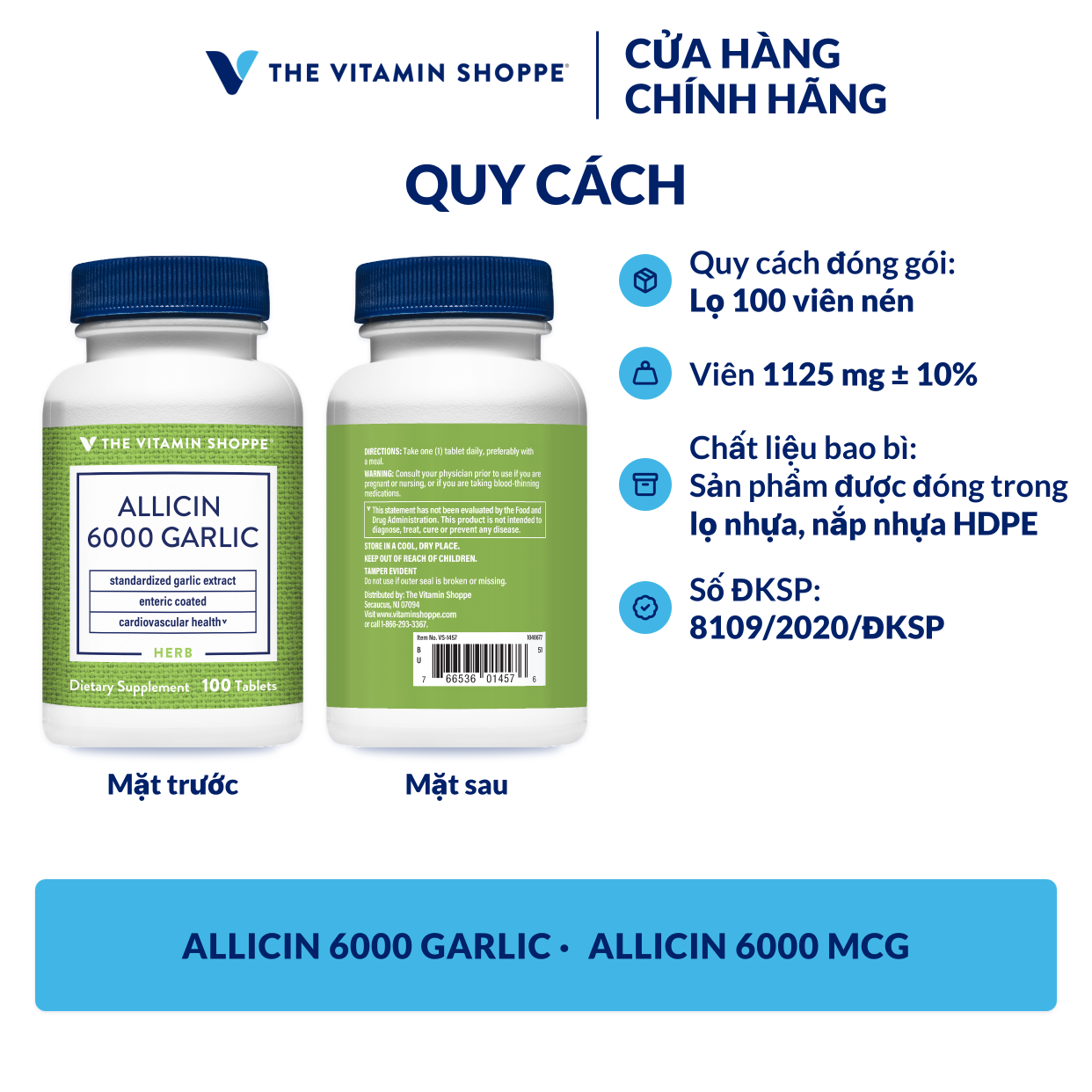 Thực phẩm bảo vệ sức khỏe ALLICIN 6000 GARLIC