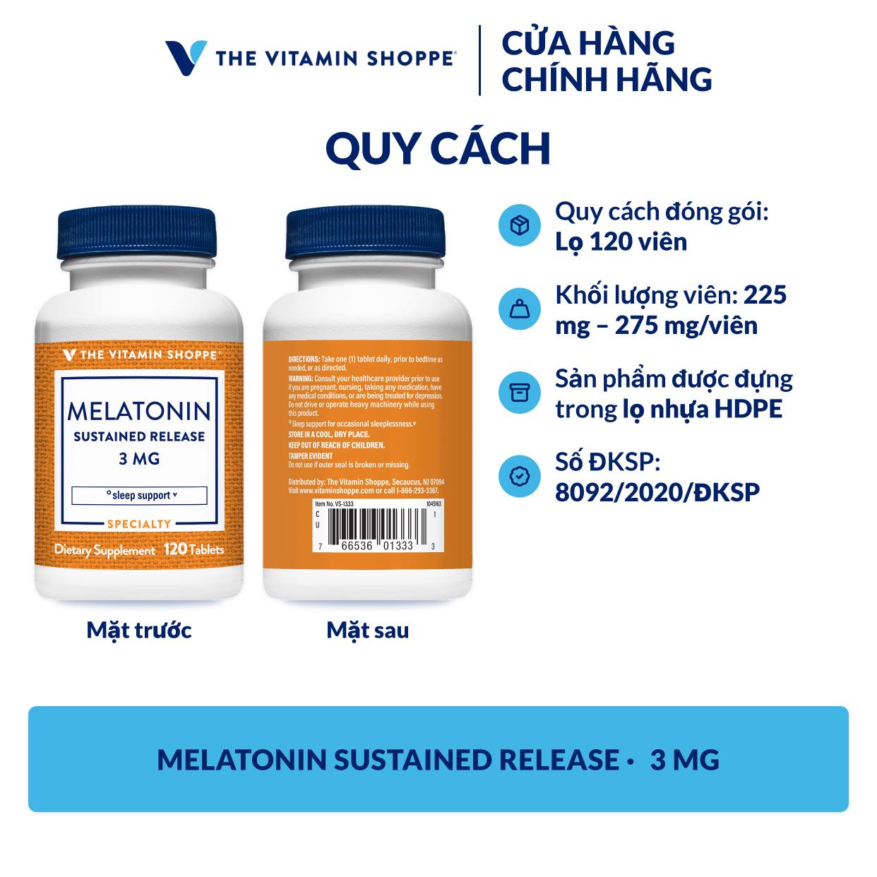 Thực phẩm bảo vệ sức khỏe MELATONIN SUSTAINED RELEASE 3 MG