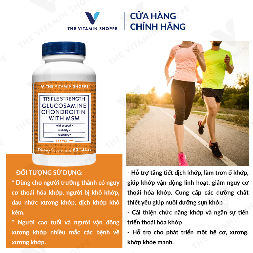 Thực phẩm bảo vệ sức khỏe TRIPLE STRENGTH GLUCOSAMINE CHONDROITIN WITH MSM