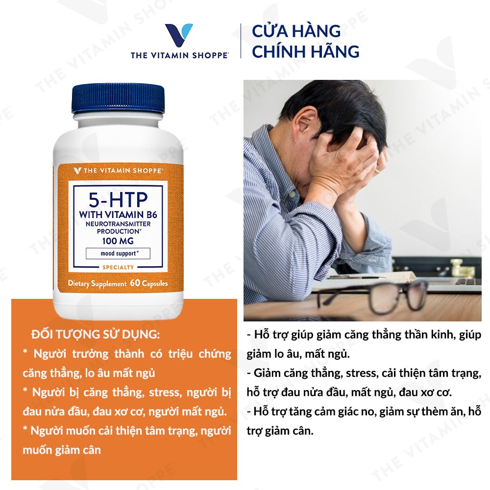 Thực phẩm bảo vệ sức khỏe 5-HTP WITH VITAMIN B6 100MG