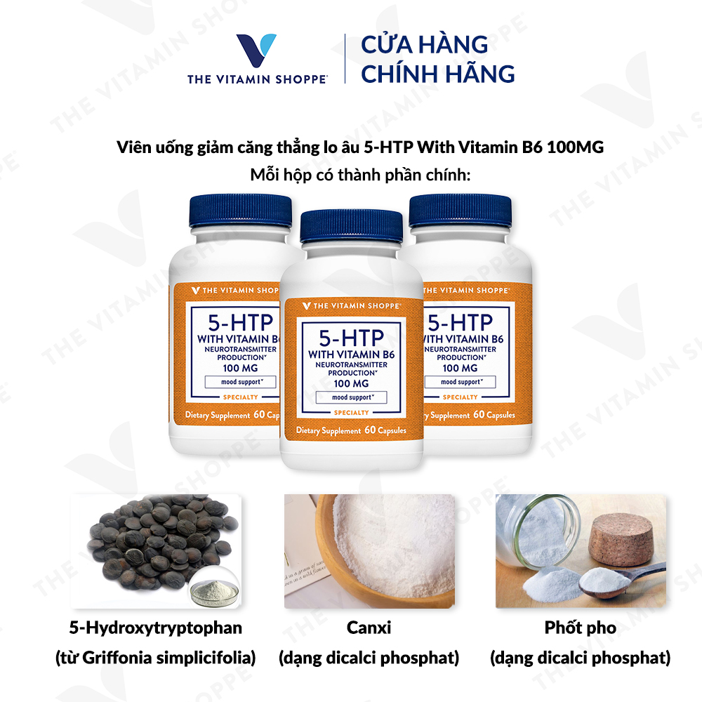 Thực phẩm bảo vệ sức khỏe 5-HTP WITH VITAMIN B6 100MG