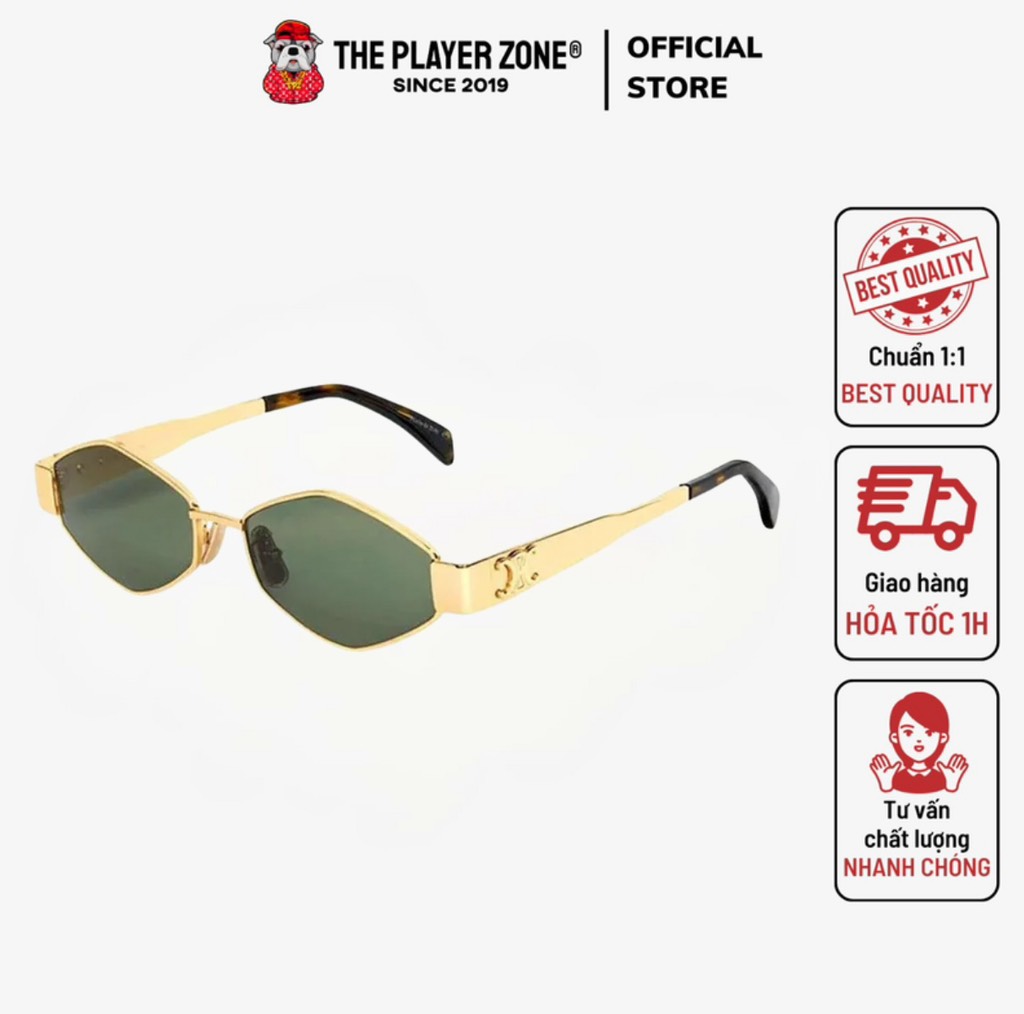 - Kính Celine CL40254U - Gọng Vàng - Tròng Xanh