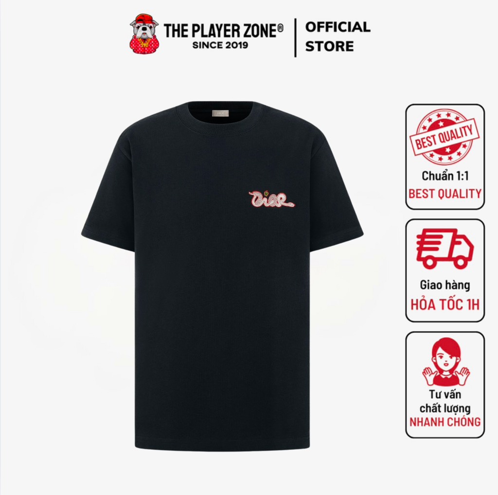 Áo Thun Dior And Kaws Snake 2025 Relaxed Fit - Đen