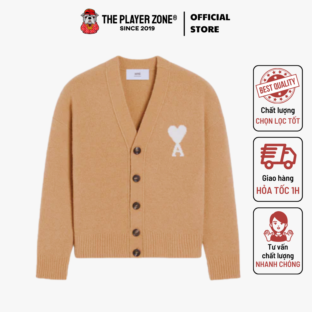Áo Cardigan Ami Paris Ami De Coeur - Beige