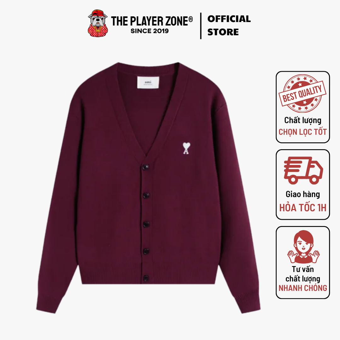 Áo Cardigan Ami Paris Ami De Coeur-Motif - Tím