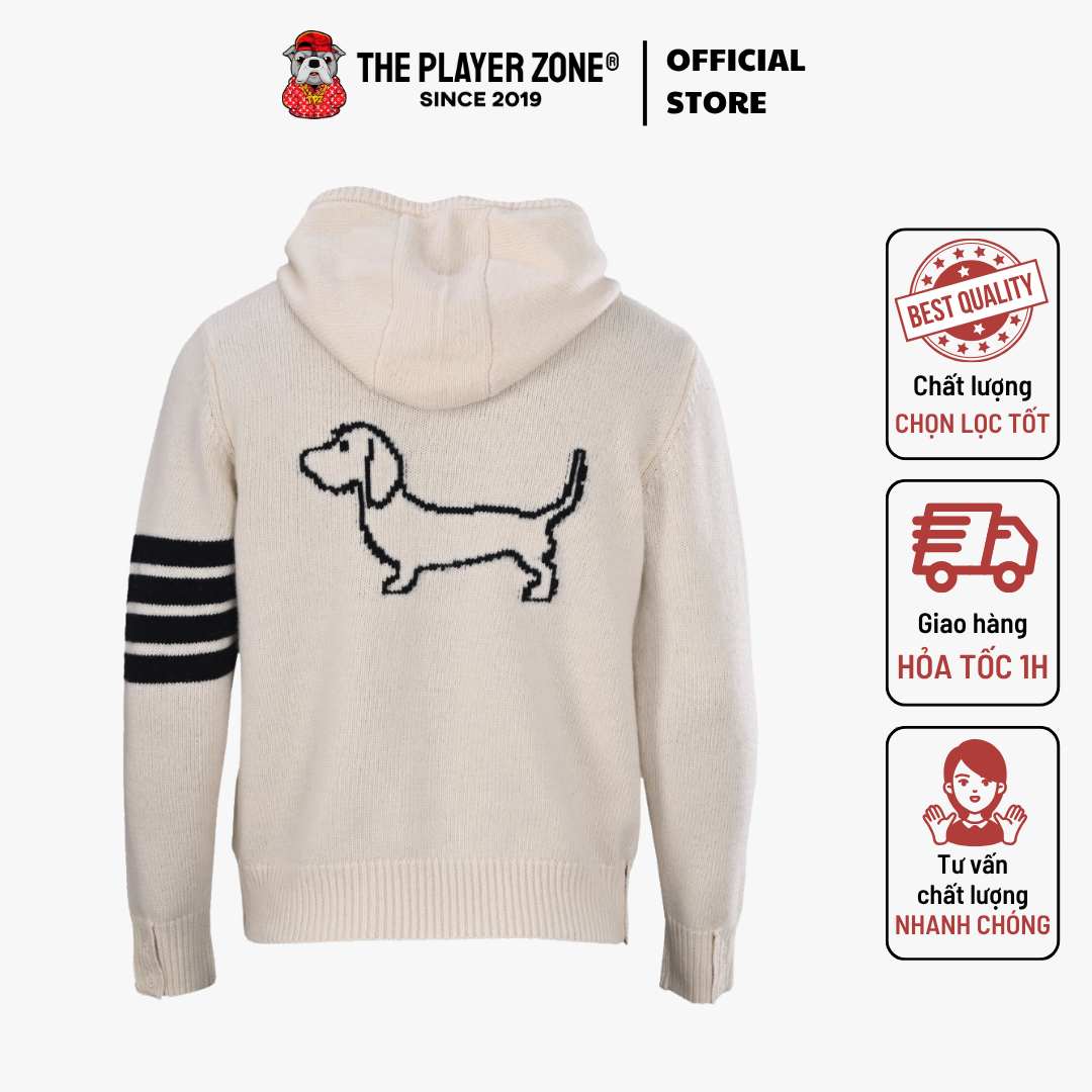 Áo Khoác Thom Browne Cashmere Jersey Full Zip With Dachshund Dog