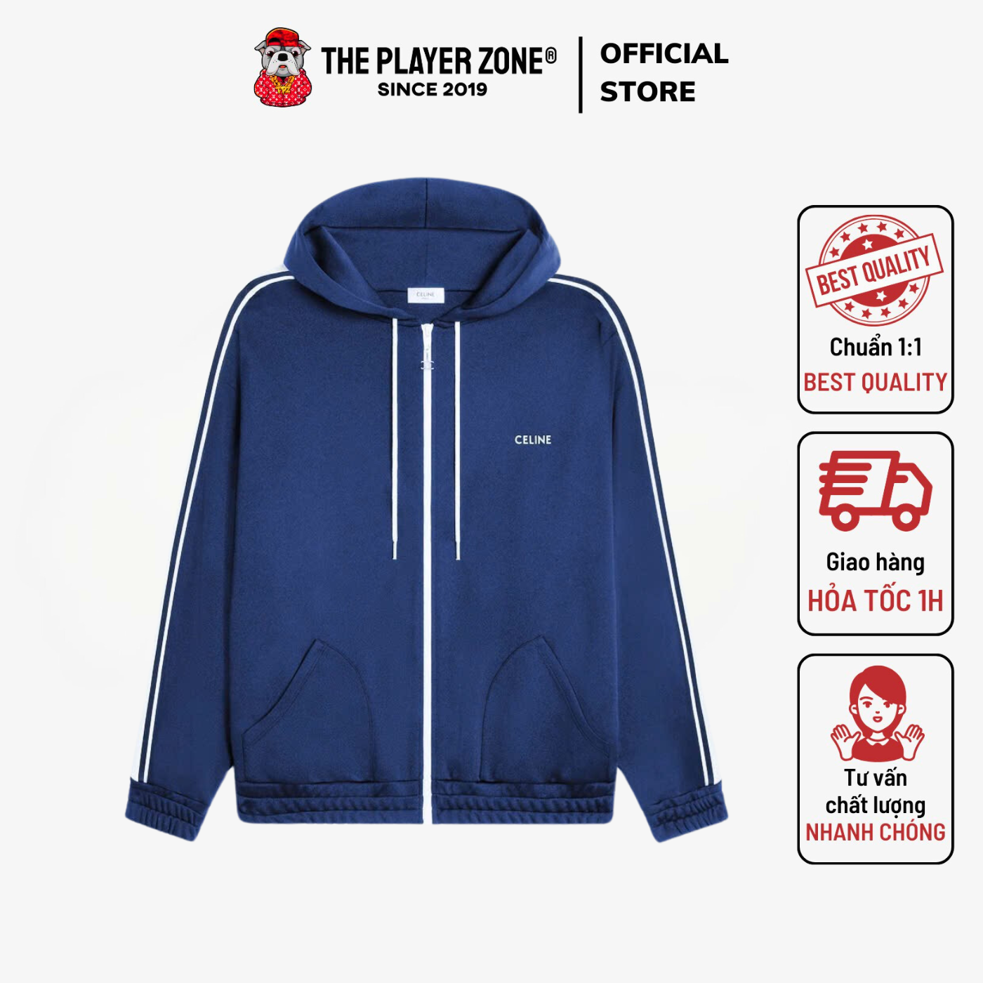 Áo Khoác Celine Tracksuit Jacket In Double Face Jersey - Blue