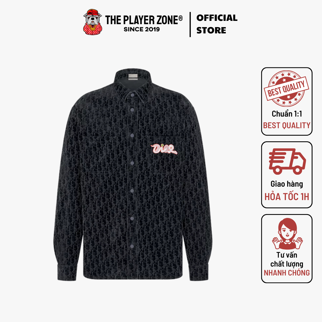 Áo Khoác Dior And Kaws Overshirt Blue Cotton-Blend Denim - Dark Blue