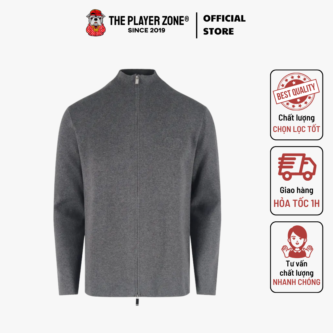 Áo khoác CD Icon Zipped Sweater Gray Virgin Wool Punto Milano Knit - Xám