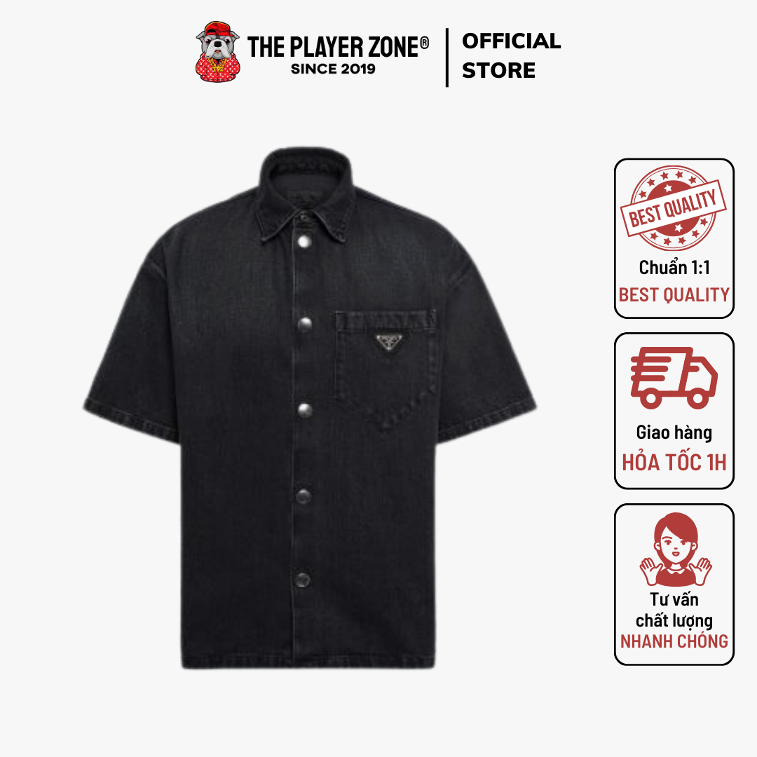 Áo sơ mi Prada With Logo Denim (Black)