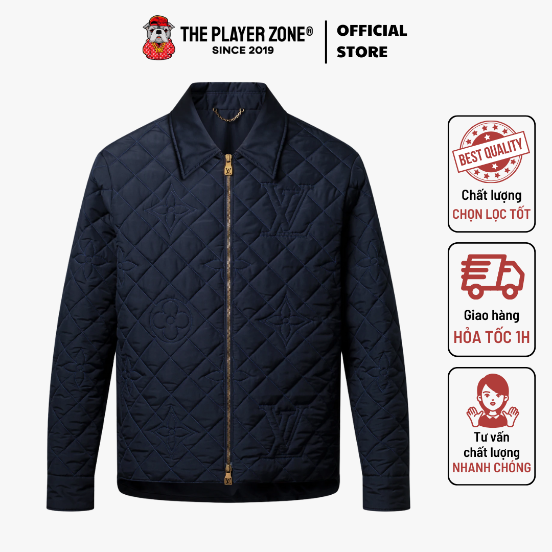Áo Khoác LV Louis Vuitton Quilted Monogram Overshirt - Navy