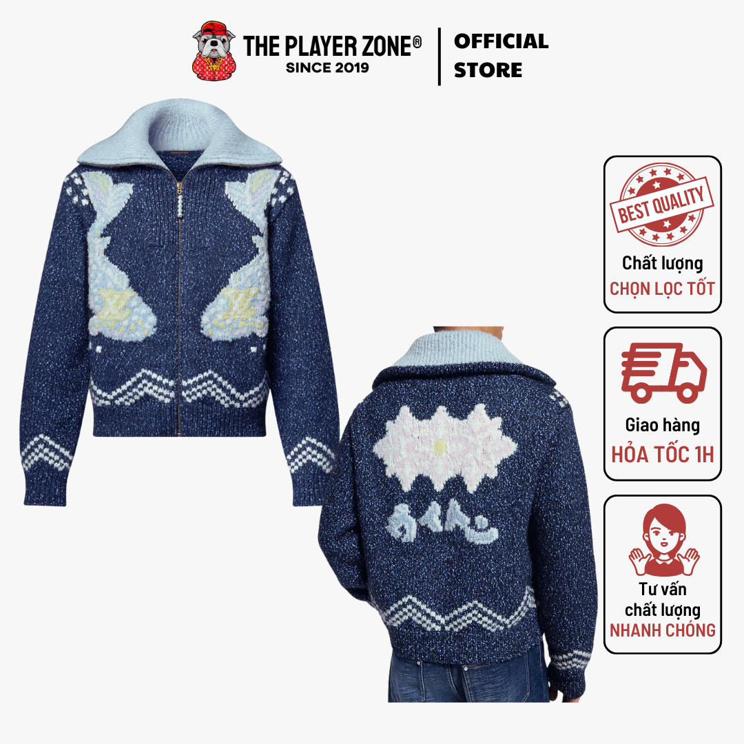 Áo Khoác LV Louis Vuitton Zippered Knitted Blouson - Navy