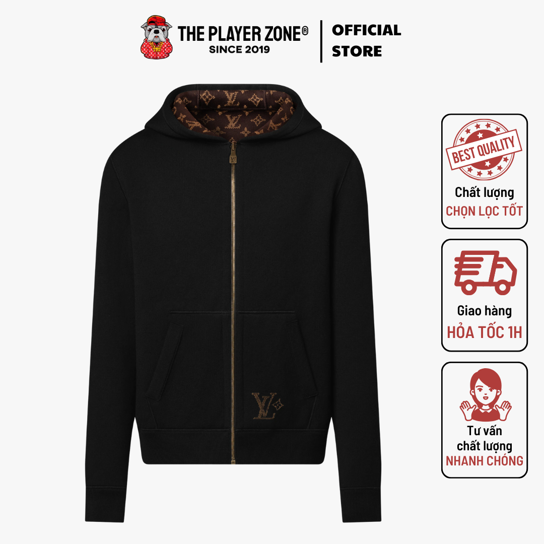 Áo Khoác LV Monogram Reversible Double Face Hooded Blouson - Đen