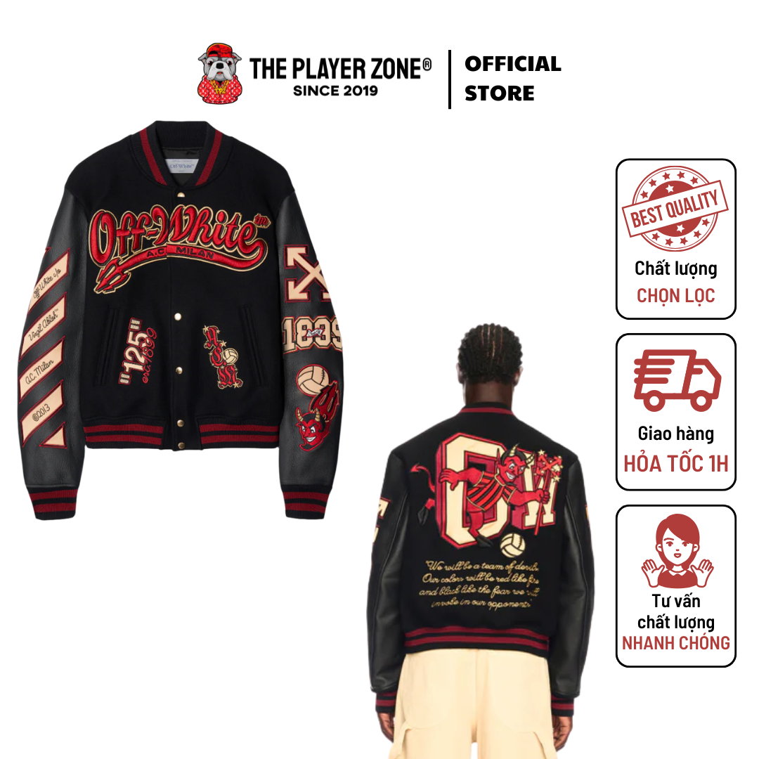 Áo Khoác Off-White Ac Milan X Off-White- Varsity Jacket - Đen