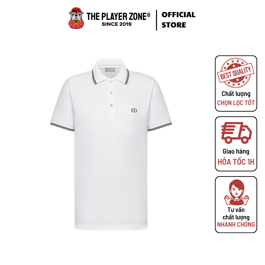 Áo Polo CD Icon Shirt White Cotton Piqué - Trắng