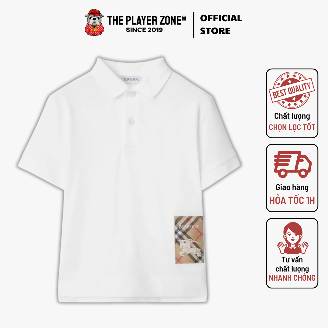Áo Polo Kids Check Label Polo Shirt - Trắng