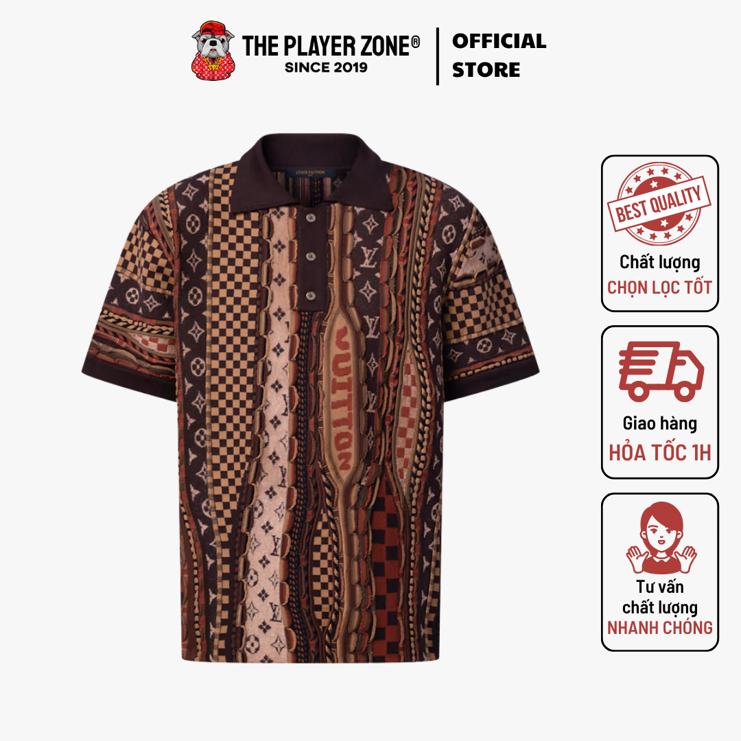Áo Polo LV Short-Sleeved Polo Shirt - Nâu
