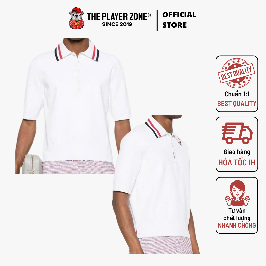 Áo polo Thom Browne Thom Browne RWB-stripe Polo Shirt - Trắng