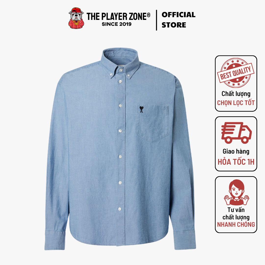 Áo Sơ Mi de Cœur Cotton Chambray Shirt - Blue